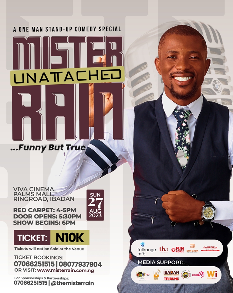 Mister Rain announces ‘Unattached 2: Funny but true’ comedy show